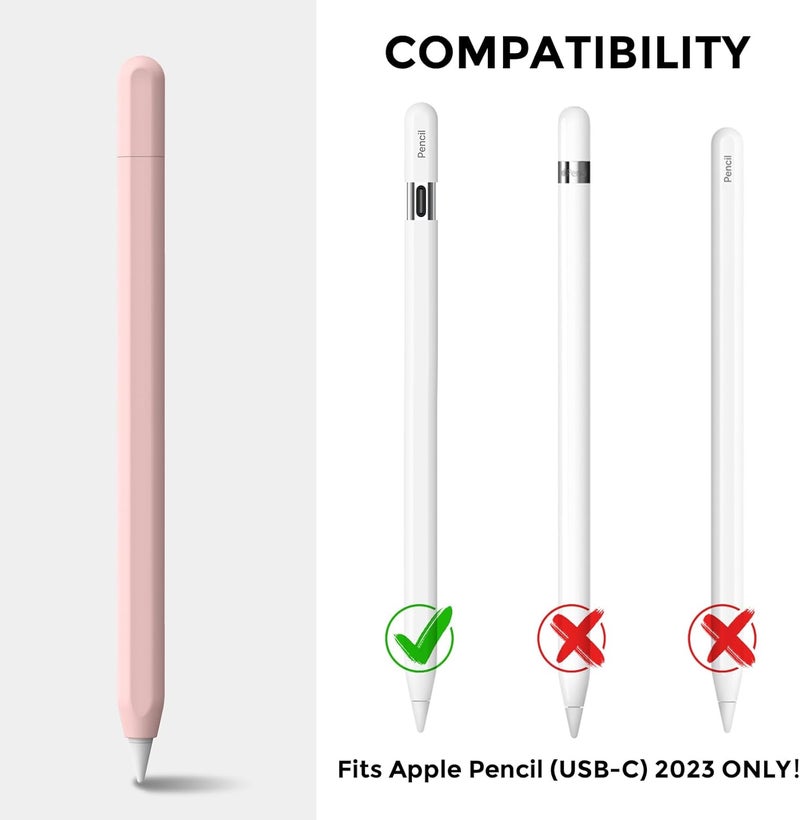 Ahastyle Silicone Case for Apple Pencil (USB-C) 2023 Ultra Thin Protective Cover Skin Apple Pencil Sleeve Anti-Slip Grip Compatible with Apple Pencil USB C (Pink) - Image 2